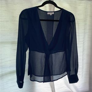 Navy blue V neck top